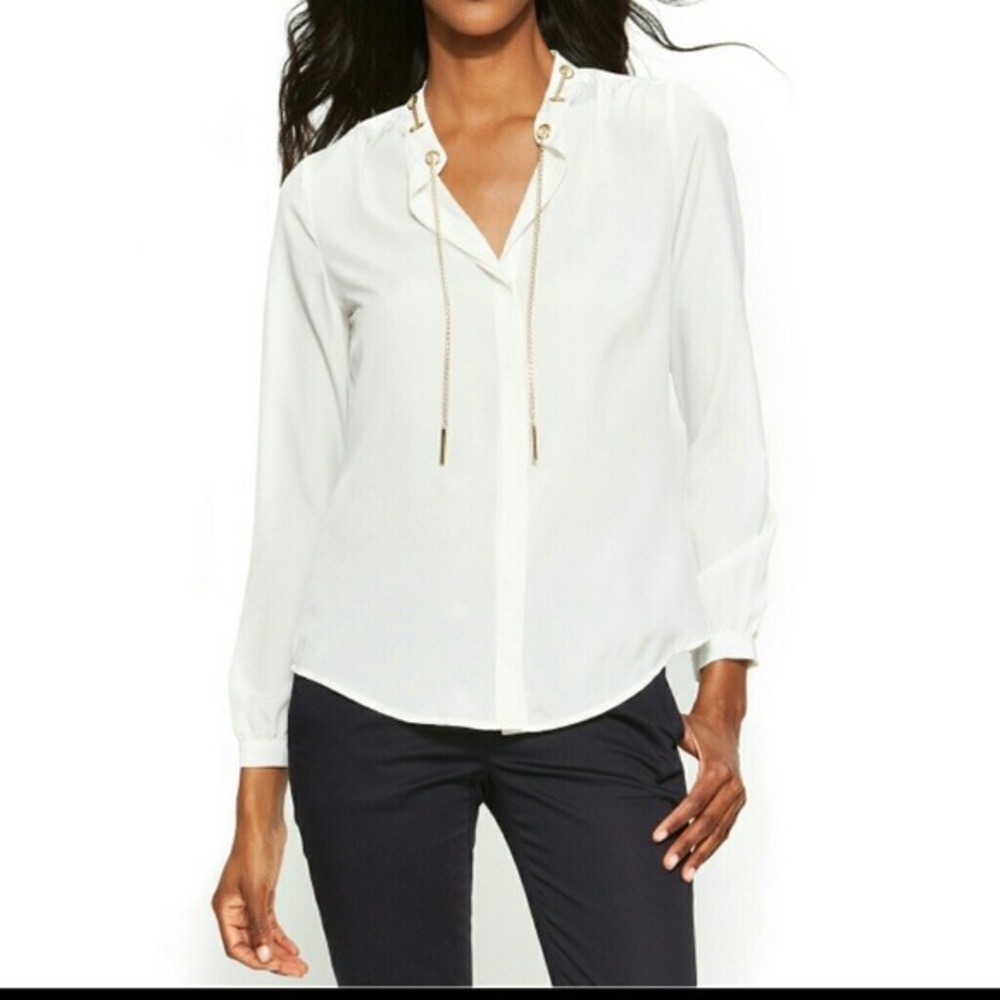 Michael Kors White Blouse w/ Gold Chain
